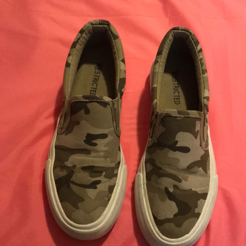 Camo slip on sneakers